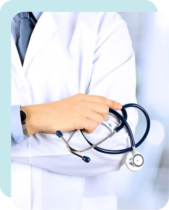 A doctor holding his stethoscope in one hand.